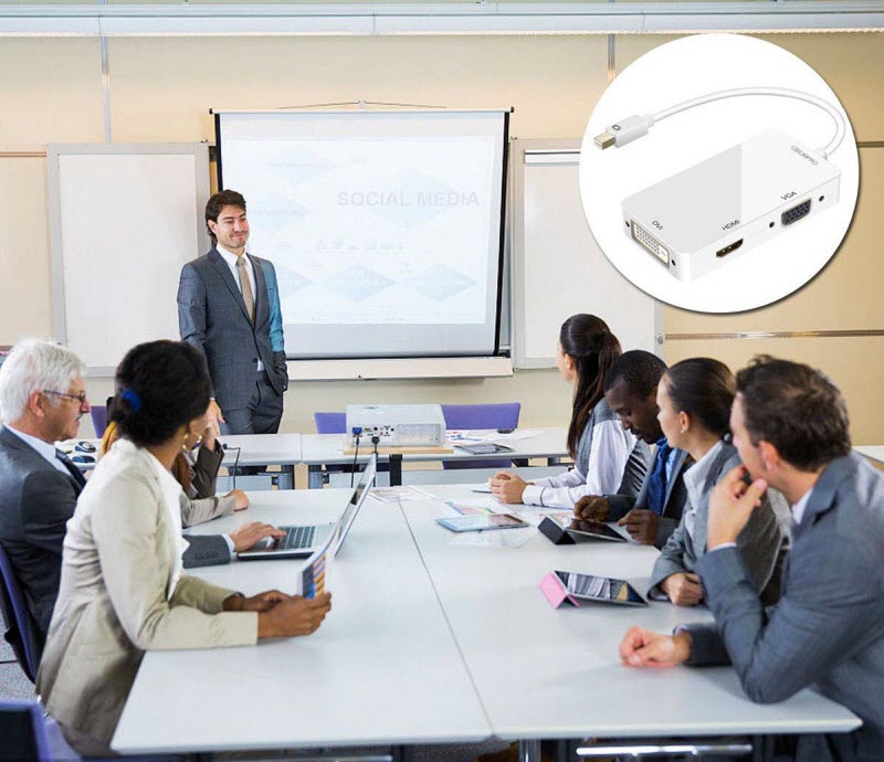 a group of people watching a man giving his presentation
