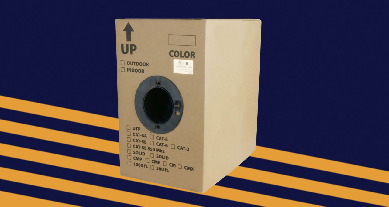 A box with a hole in the center is facing slightly to the left.