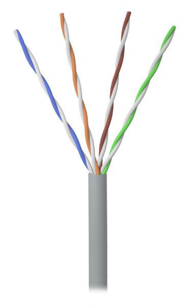 A cable has its four interior pairs broken down in close-up manner.