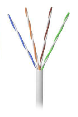 A cable has its four interior pairs broken down in close-up manner.