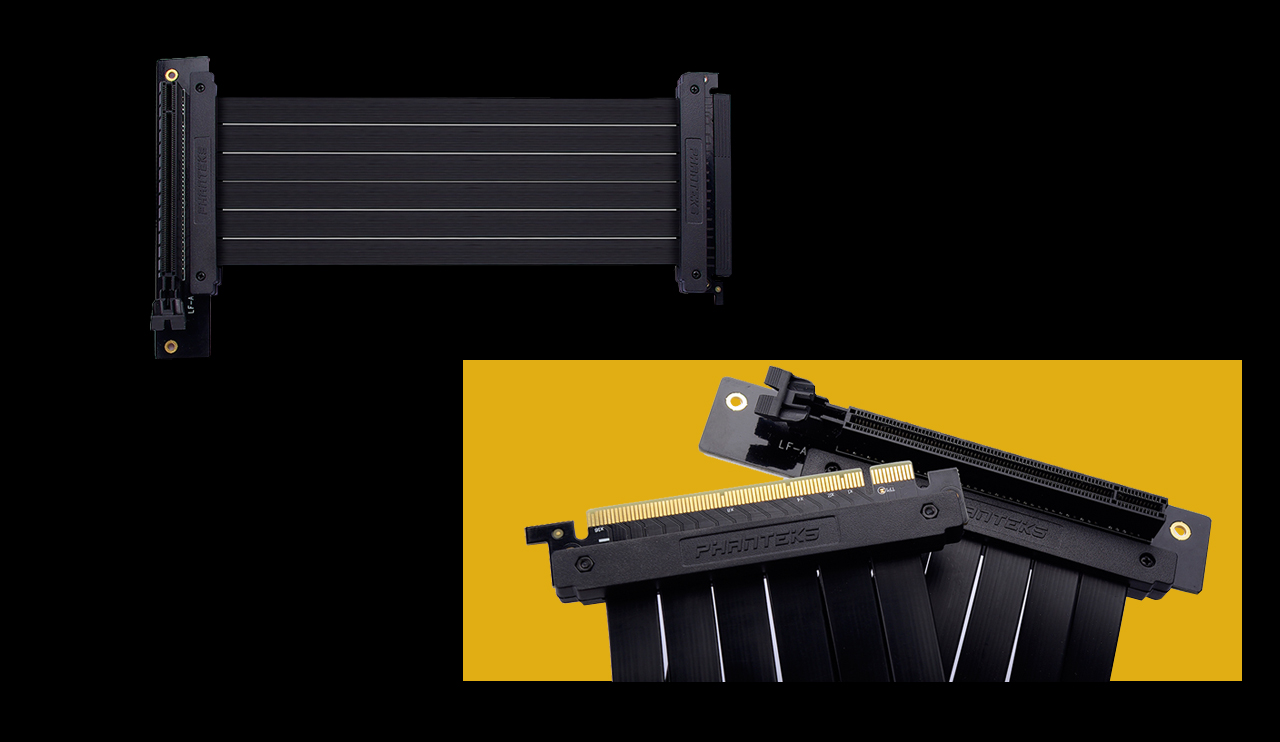 An overall view of the cable. Beneath it is a close-up view of two connectors.