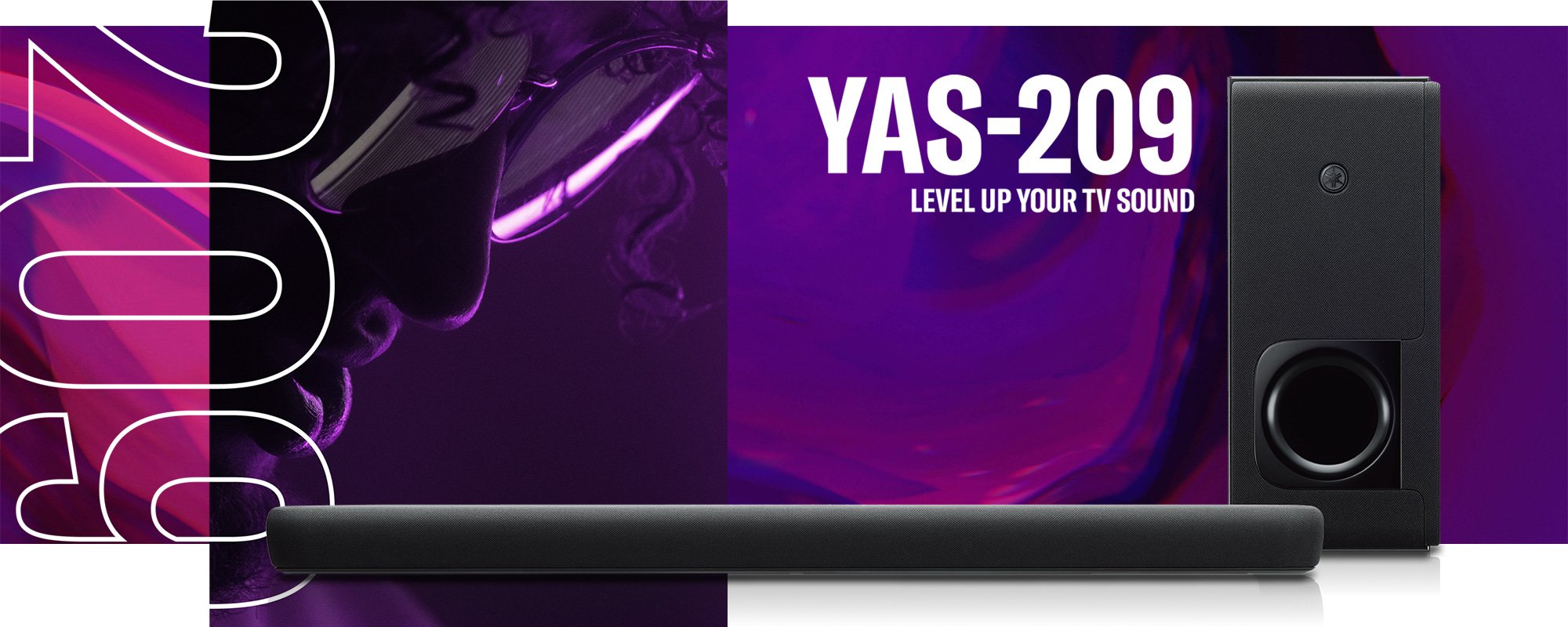 Yamaha YAS-209 Sound Bar with Built-in Subwoofers facing forward