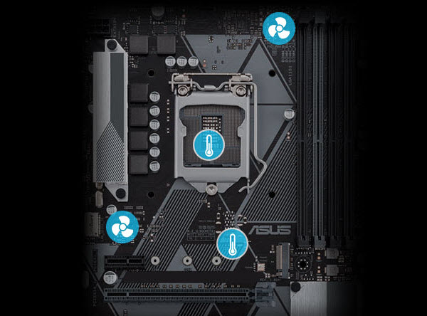 a diagram of the motherboard's sensors and fan headers