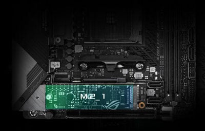 Upper half of the motherboard, with M.2 slot highlighted   