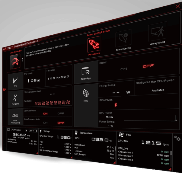  Screenshot of the overclocking utility  