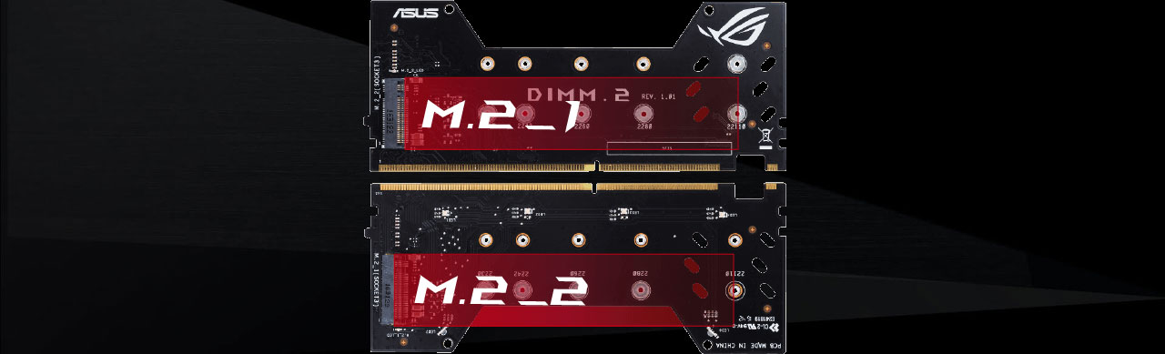 Front and rear of the DIMM to two M.2 module   