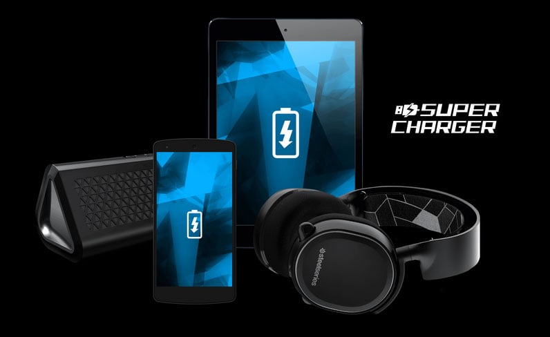 Super Charger Compatible Devices: Bluetooth Speaker, Smartphone, Tablet and SteelSeries Wireless Headset