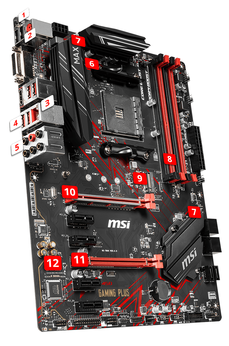 MSI B450 GAMING PLUS MAX AM4 AMD B450 SATA 6Gb/s ATX AMD Motherboard