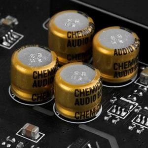   Closeup of audio capacitors  