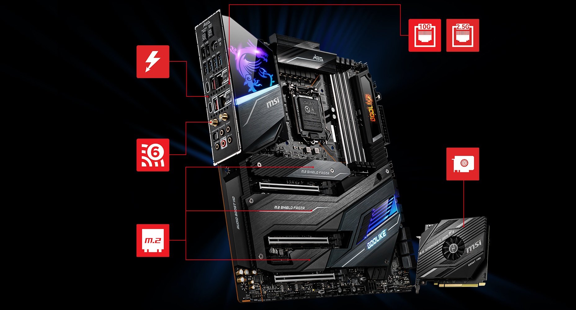 MSI MEG Z490 GODLIKE Gaming Motherboard LGA 1200/DDR4/Thunderbolt 3  Type-C/E-ATX, 10th Gen Intel Core - (0824142214107) for sale online