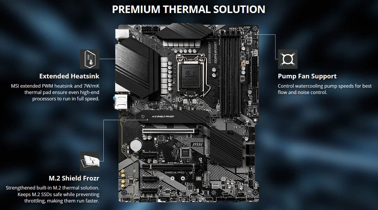 MSI Z490-A PRO ProSeries ATX Motherboard (10th Gen Intel Core, LGA 1200  Socket, DDR4, Dual M.2 Slots, USB 3.2 Gen 2, 2.5G LAN, DP/HDMI)