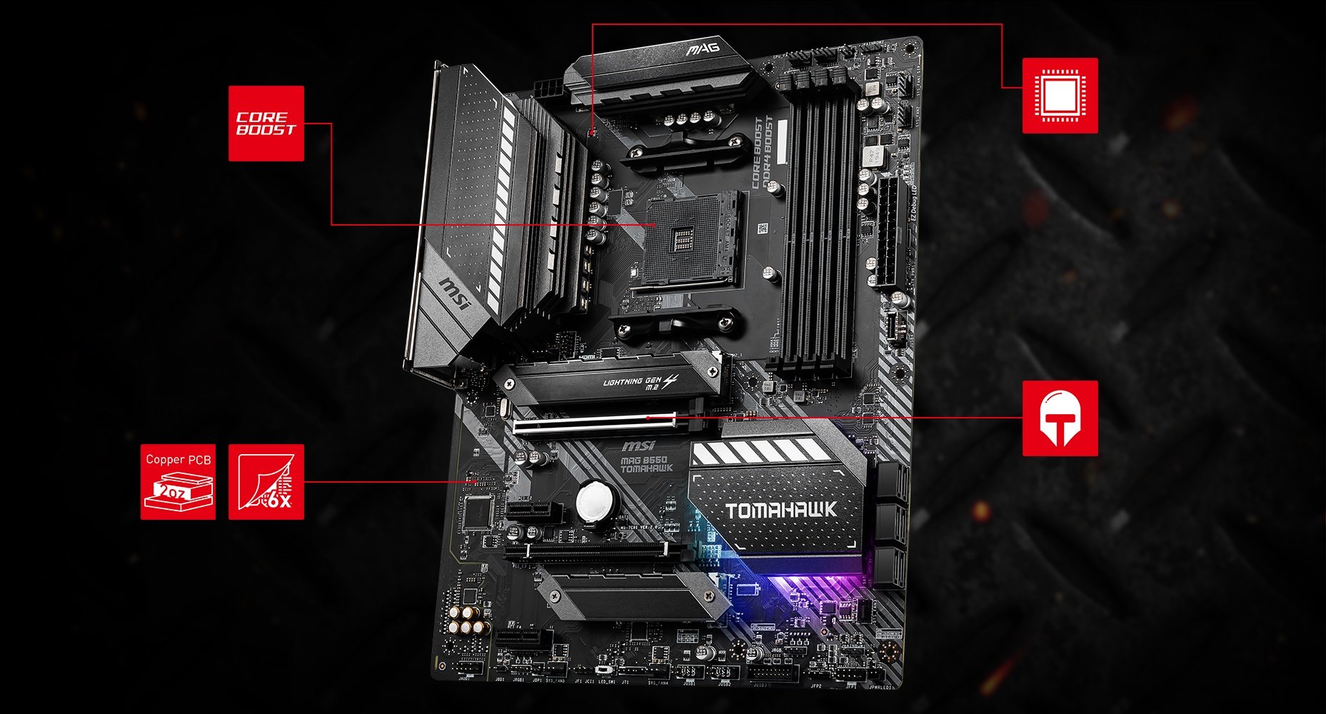 MSI MAG B550 TOMAHAWK Desktop Motherboard - AMD B550 Chipset - Socket AM4 -  ATX - B550TMHWK - Motherboards 