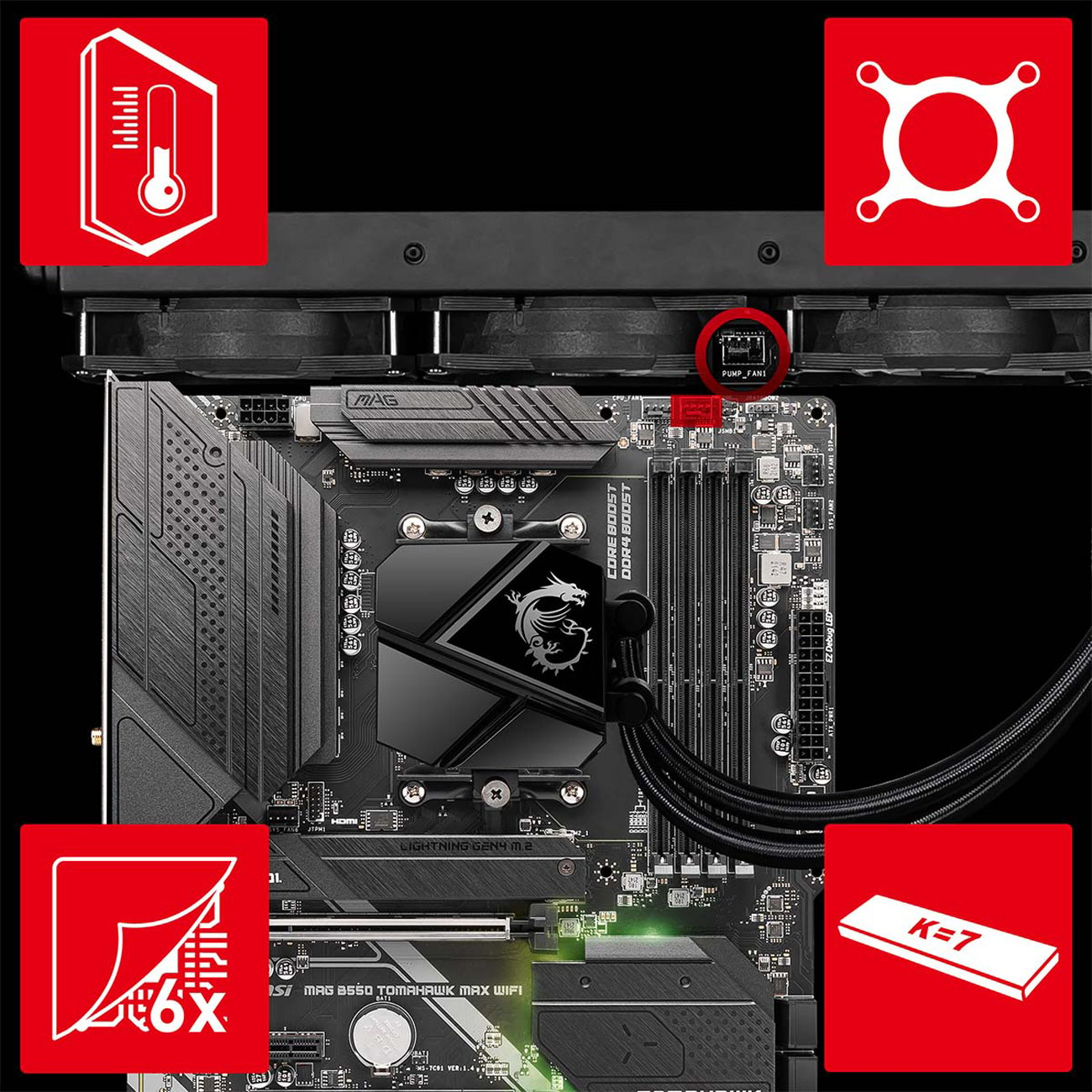 MSI MAG B550 TOMAHAWK AM4 SATA 6Gb/s ATX Motherboard B550TMHWK