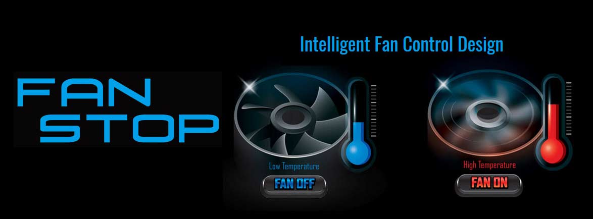 Intelligent Fan Control Design banner showing temperature graphics for when the fan is off or on
