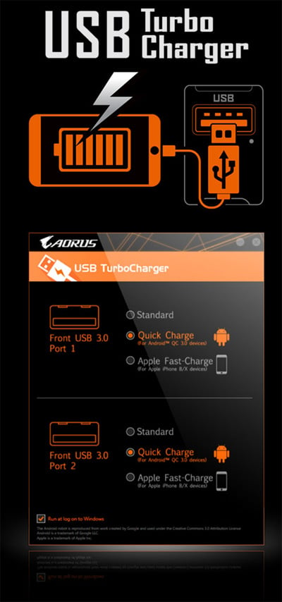 USB Turbo Charger Logo and Graphical UI