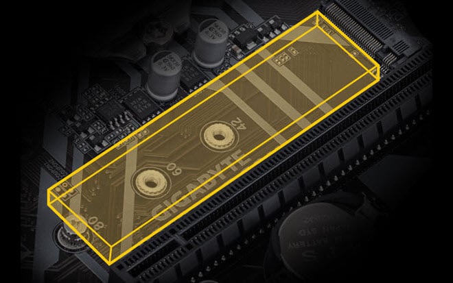 the yellow highlighted M.2 slot on the motherboard