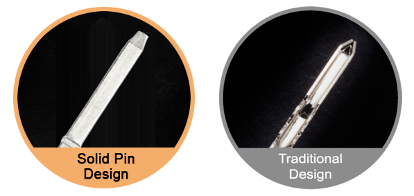 solid pin design and traditiona design