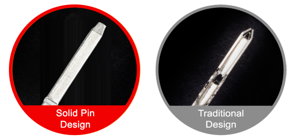 solid pin design and traditiona design