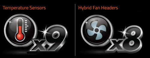 temperature sensors and hybrid fan headers icon
