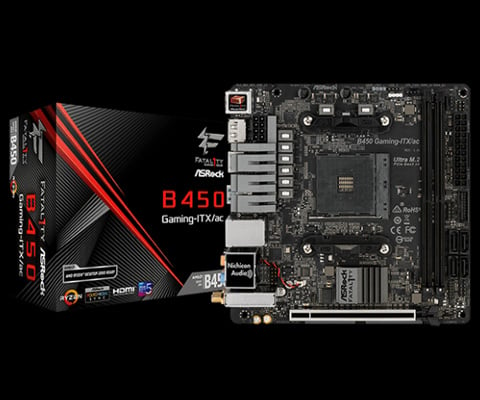 ASRock Fatal1ty B450 GAMING-ITX/AC AM4 AMD Promontory B450 SATA 6Gb/s Mini  ITX AMD Motherboard