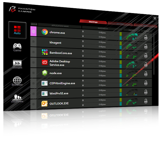 Phantom Gaming Software Window