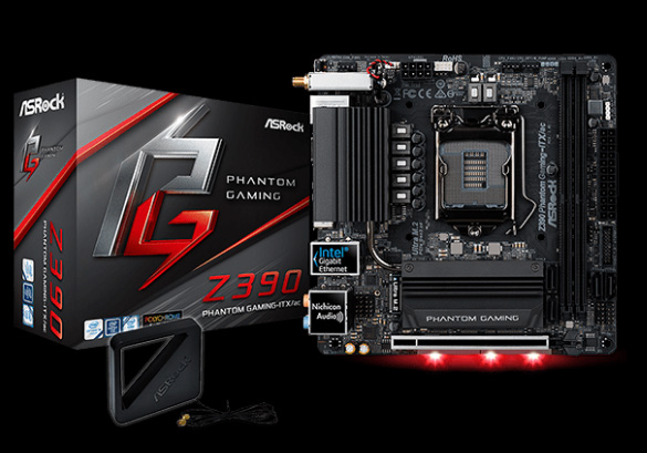 ASRock z390 Motherboard Next to Its Product Box