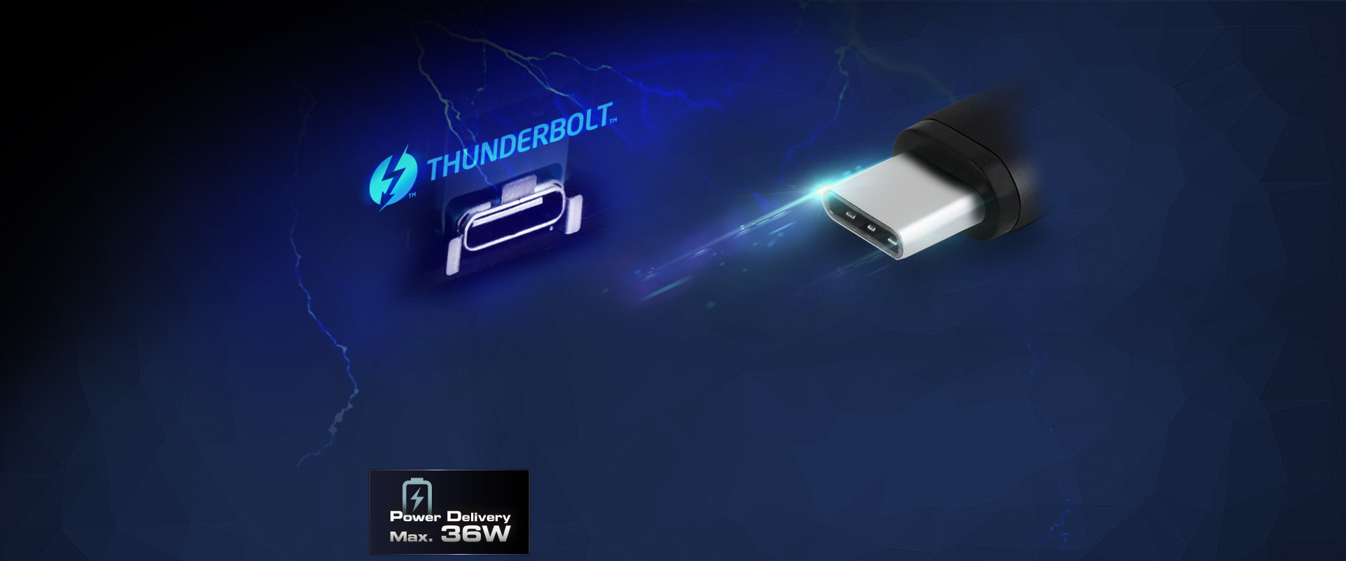 Thunderbol Conenctor and Port with Power Delivery Max. 36W