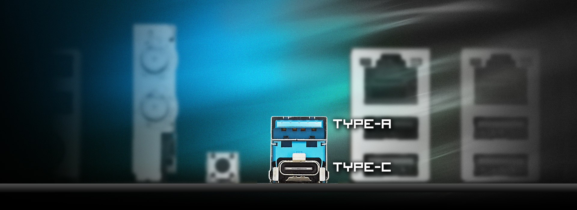 Type-A and Type-C USB 3.1 Ports on the ASRock B365 Motherboard