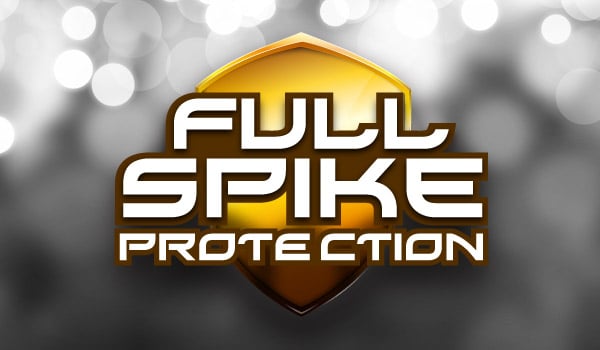 Full Spike Protection Logo, An Orange Shield with the Service Text