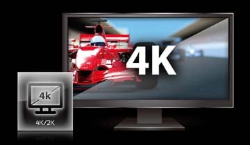 4K Ultra HD monitor next to a 4K/2K TV icon