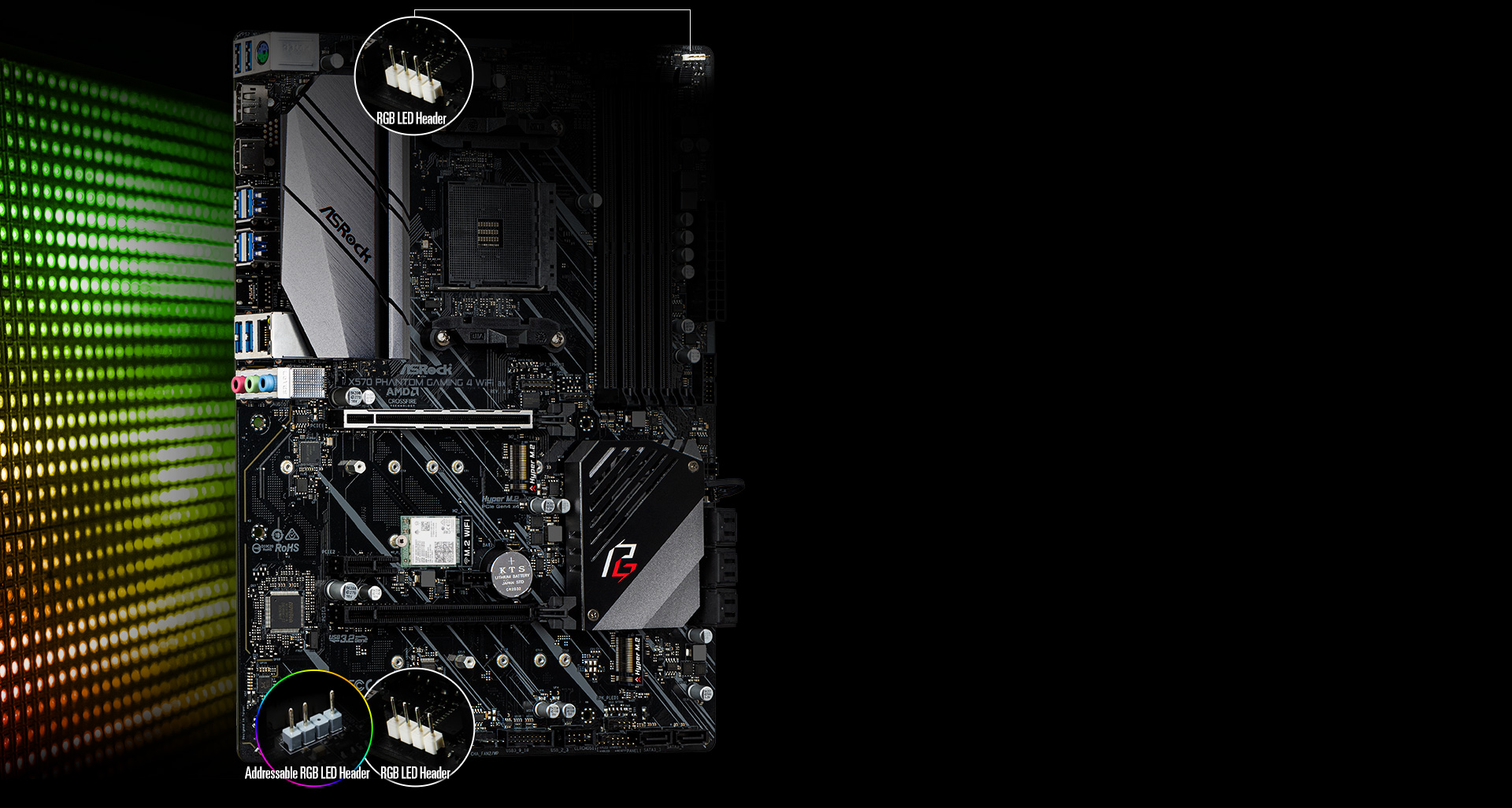 POLY RGB LED Lights X570 Phantom Gaming 4 WiFi ax Motherboard