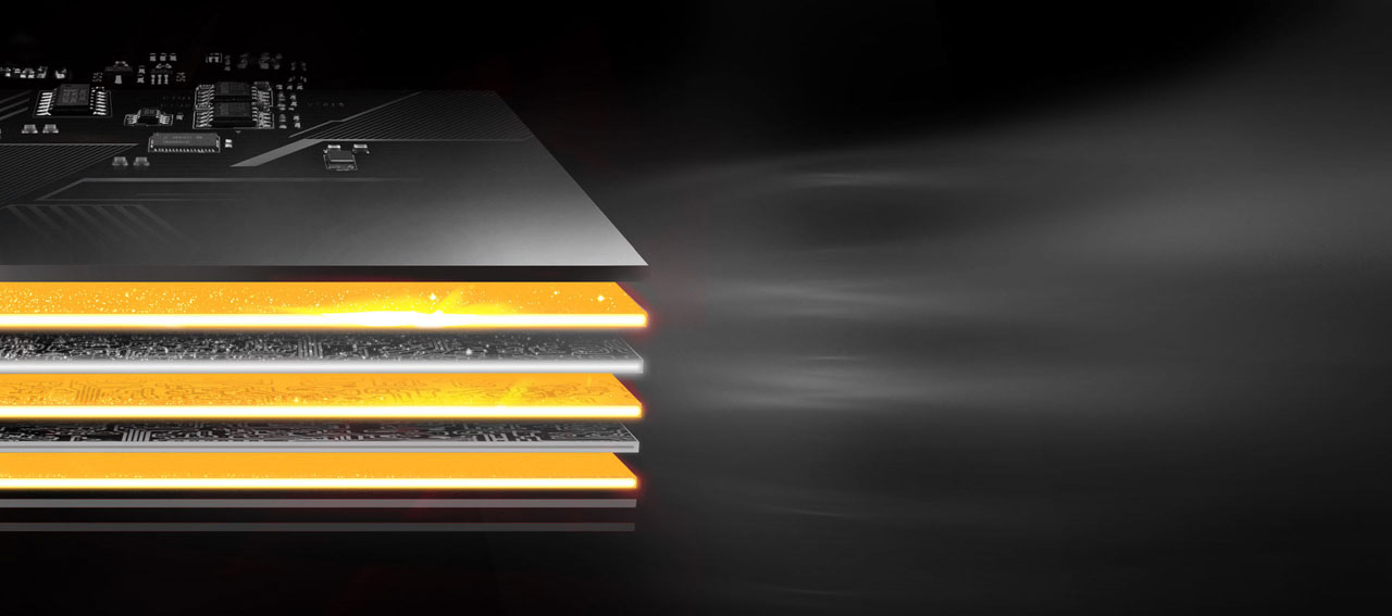  Illustration of multiple PCB layers and copper layers  