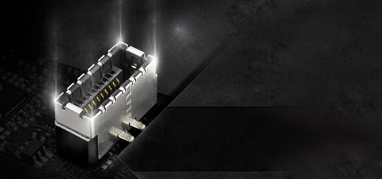  Closeup of the motherboard connector for front USB-C  