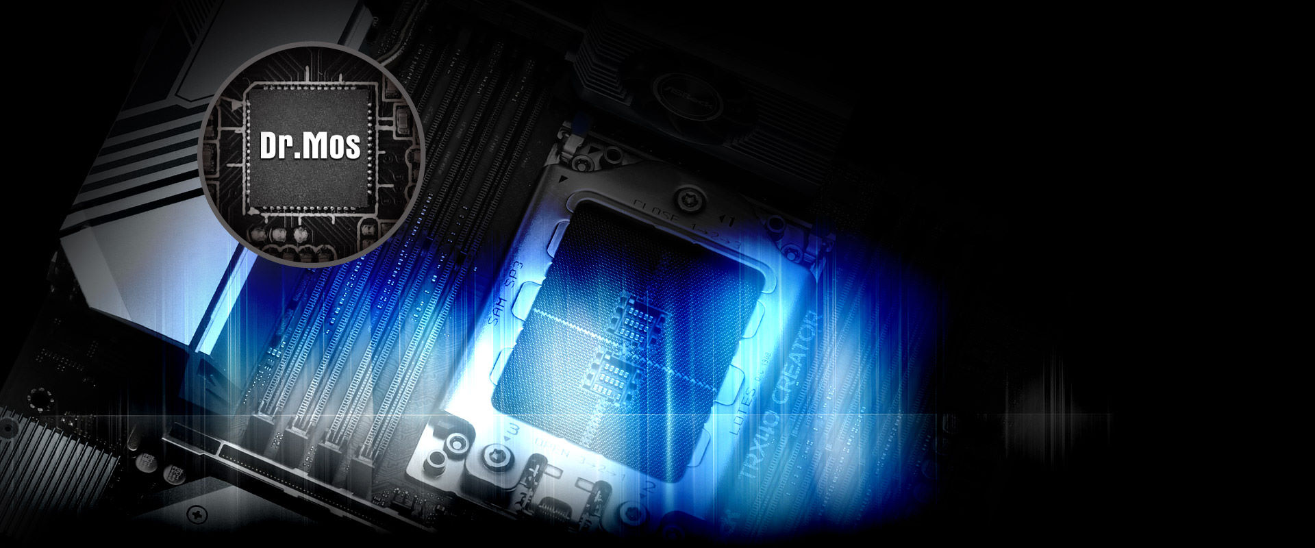 the magnified of the DR.MOS as background