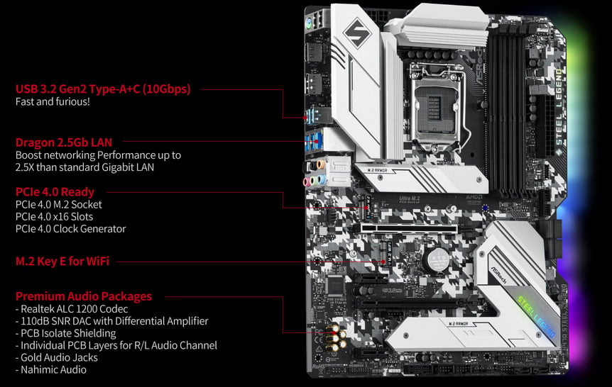 ASRock H470 STEEL LEGEND LGA 1200 ATX Intel Motherboard - Newegg.com