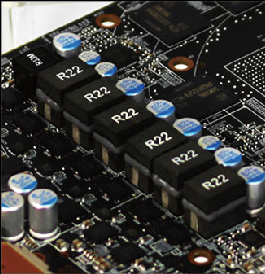 Closeup of the PowerColor RED DEVIL Radeon Graphics Card's 6+1 Power Phase Chipset