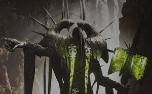 A Hooded Demon Lord Pointing Towards the Left