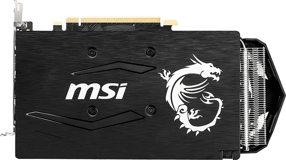 The back of the MSI GTX 1660 ARMOR 6G OC graphics card