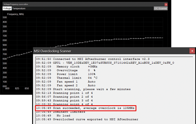 screenshot of the OC scanner
