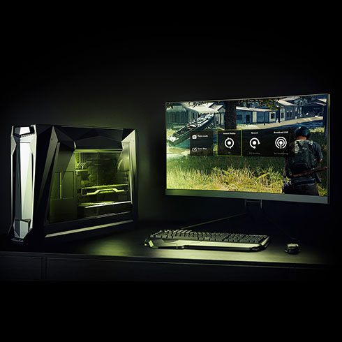 a gaming PC setup capturing games via GeForce Experience
