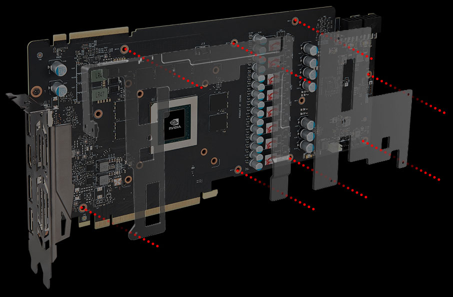 diagram of bolt positions on the PCB
