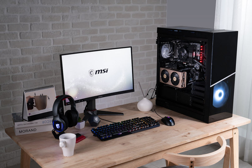 a complete gaming desktop with MSI Radeon RX 5700 EVOKE OC installed
