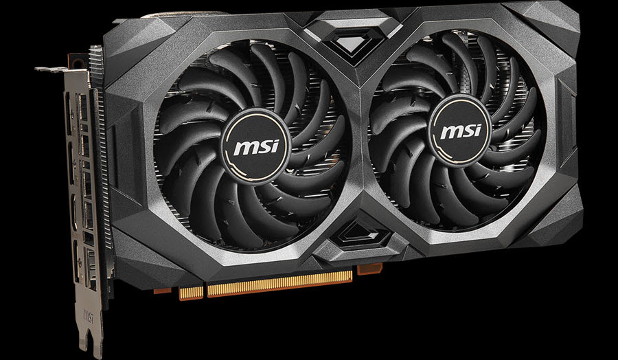 MSI Radeon RX 5700 MECH OC graphics card angled to left