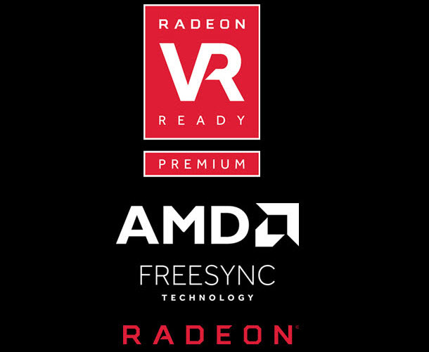 a red Radeon VR logo with a white AMD FreeSync logo