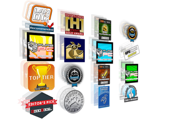 Several technology awards logos