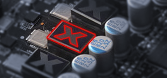 Closeup of the XFX Radeon RX 590's inductors