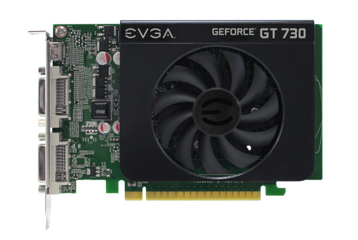 EVGA GeForce GT 730 Graphics Card Facing Forward