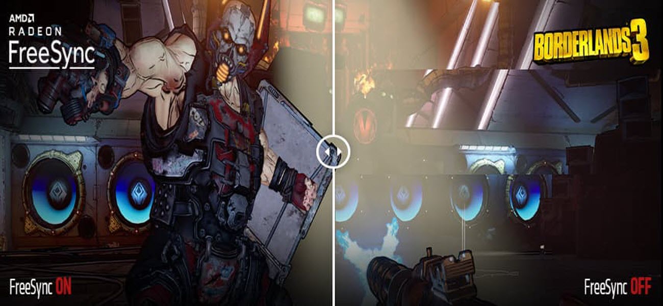 a visual comparison between FreeSync On and Off
