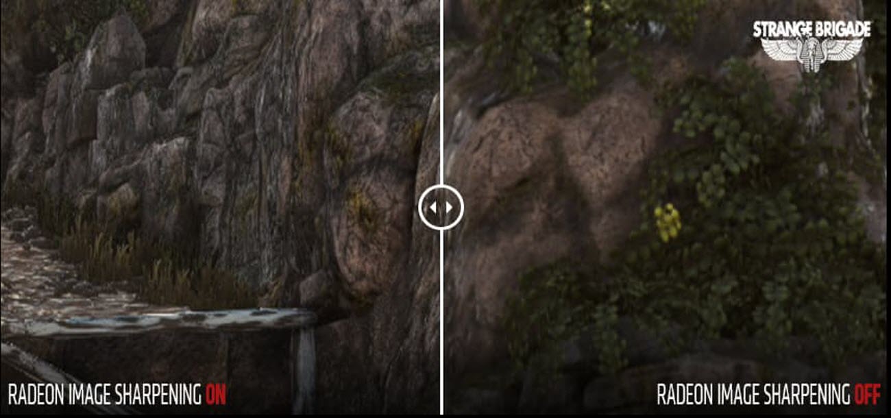 a visual comparison between Intelligent Sharpening Technology On and Off