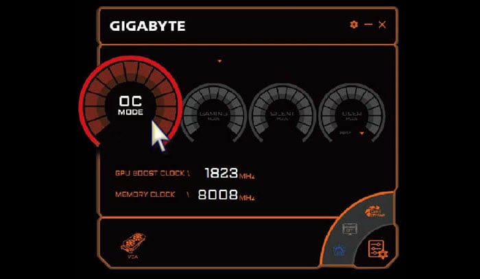 AORUS engine utility UI